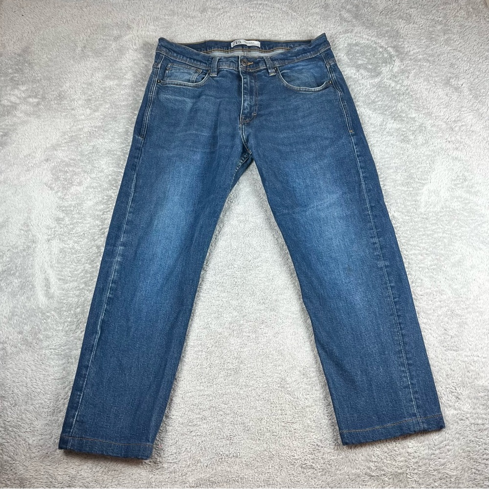 Zara High Rise Skinny Cropped Ankle Jeans Women's 34 Medium Blue 5 Pocket